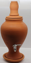 Load image into Gallery viewer, clay dispenser, Handcrafted Earthen Clay Water Pot with Lid, clay glass and tap, 7 Litre
