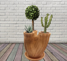 Load image into Gallery viewer, Handmade Tri column plant pot, Three pot Pottery Clay Planter, Natural Terracotta plant pot, flower pots with Saucer, earthenware flowerpots
