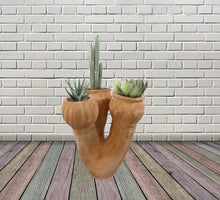 Load image into Gallery viewer, Handmade Tri column plant pot, Three pot Pottery Clay Planter, Natural Terracotta plant pot, flower pots with Saucer, earthenware flowerpots
